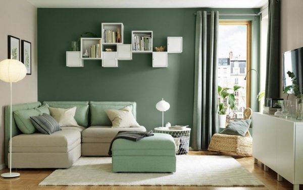 Gray-green colors in the interior