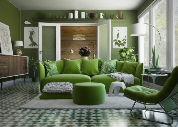 Gray-green color in the interior