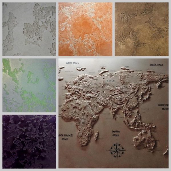 Decorative plaster for a map of the world